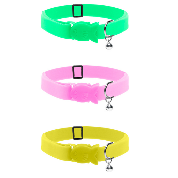 Neon Neoprene Cat Collar with Safety Clip, Bell, Adjustable, Water-Resistant – Stylish & Safe by Keans Claremorris