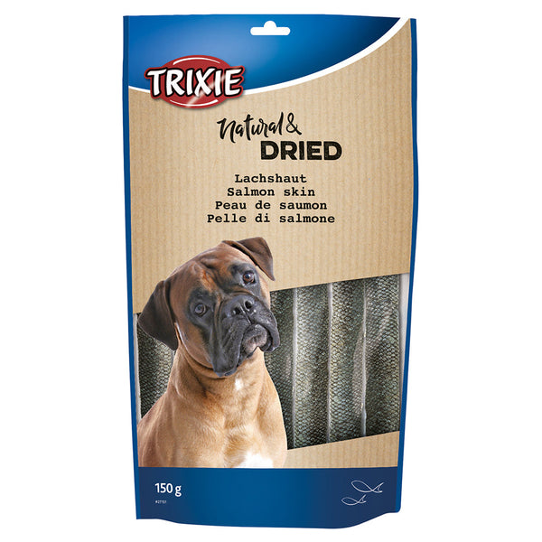 Natural and dried salmon skin sticks, high in omega-3, dental care treat for dogs, 150g – Keans Claremorris