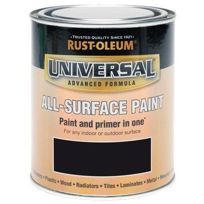 Painters Touch Universal Satin Black 250ml paint and primer, all-surface, satin finish, ideal for wood, metal, plastics –