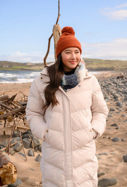 Savannah Ladies Long Coat in Irish Cream, stylish and warm outerwear by Keans Claremorris