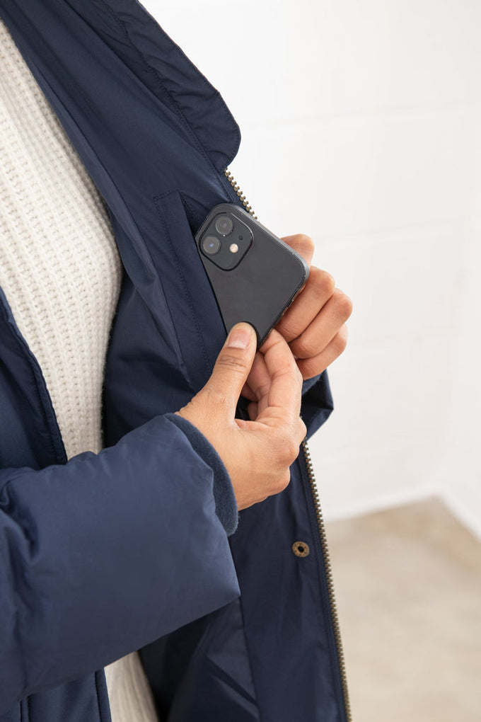 Savannah Ladies Long Navy Coat, size 18, stylish and warm outerwear from Keans Claremorris