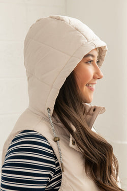 Savannah Ladies Long Gilet in Irish Cream, stylish sleeveless jacket for women - Keans Claremorris