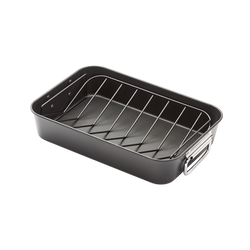 Stellar Eclipse 40x28x8cm roasting pan with rack, non-stick, rust-resistant, aluminised steel, oven and dishwasher safe –