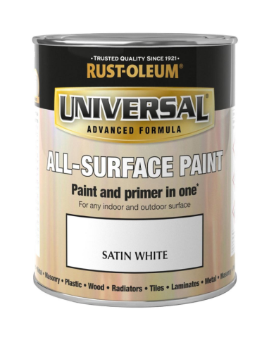 Painters Touch Universal Satin White 750ml paint and primer for wood, metal, plastic, ceramics – available at Keans