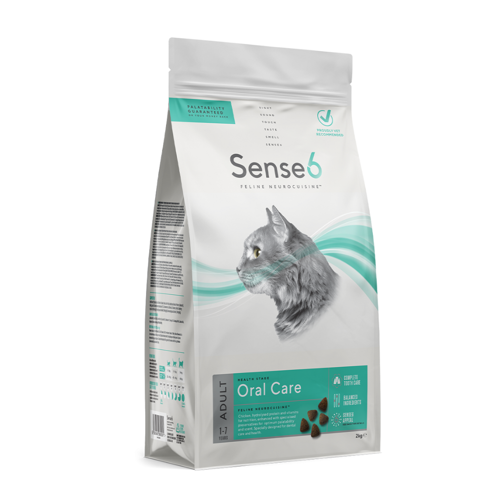 Sense6 Adult Cat Food 400g for oral care, plaque reduction, fresh breath, with salmon oil & cranberry – Keans Claremorris
