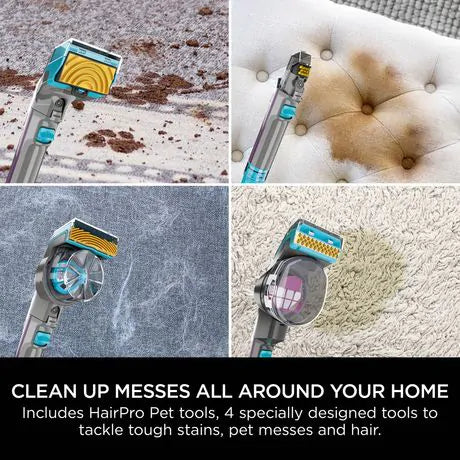 Shark Carpet Xpert PET PRO vacuum tools cleaning pet stains, hair, and messes on carpet and upholstery.