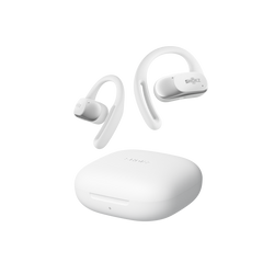 Shokz OpenFit Air White true wireless open-ear earbuds with DirectPitch, 28hr battery, IP54 water resistance – available at