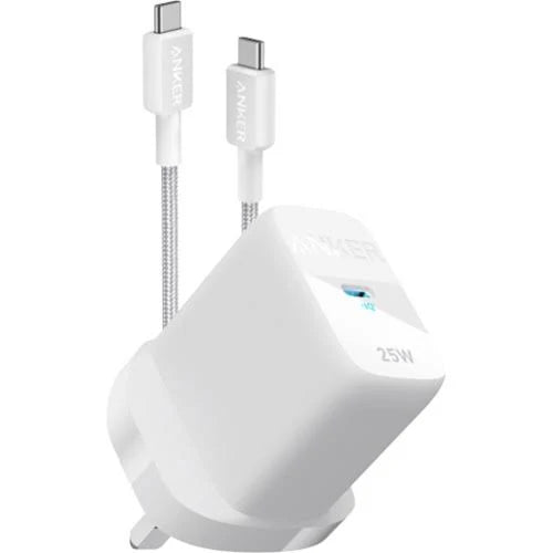 Anker 312 25W USB-C fast charger with detachable UK/US plug, PowerIQ 3.0, multi-safety, white – Keans Claremorris