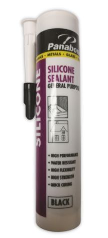 Panabond Silicone Black GP 330ml sealant, flexible, UV resistant, moisture-proof, low VOC – available at Keans Claremorris.