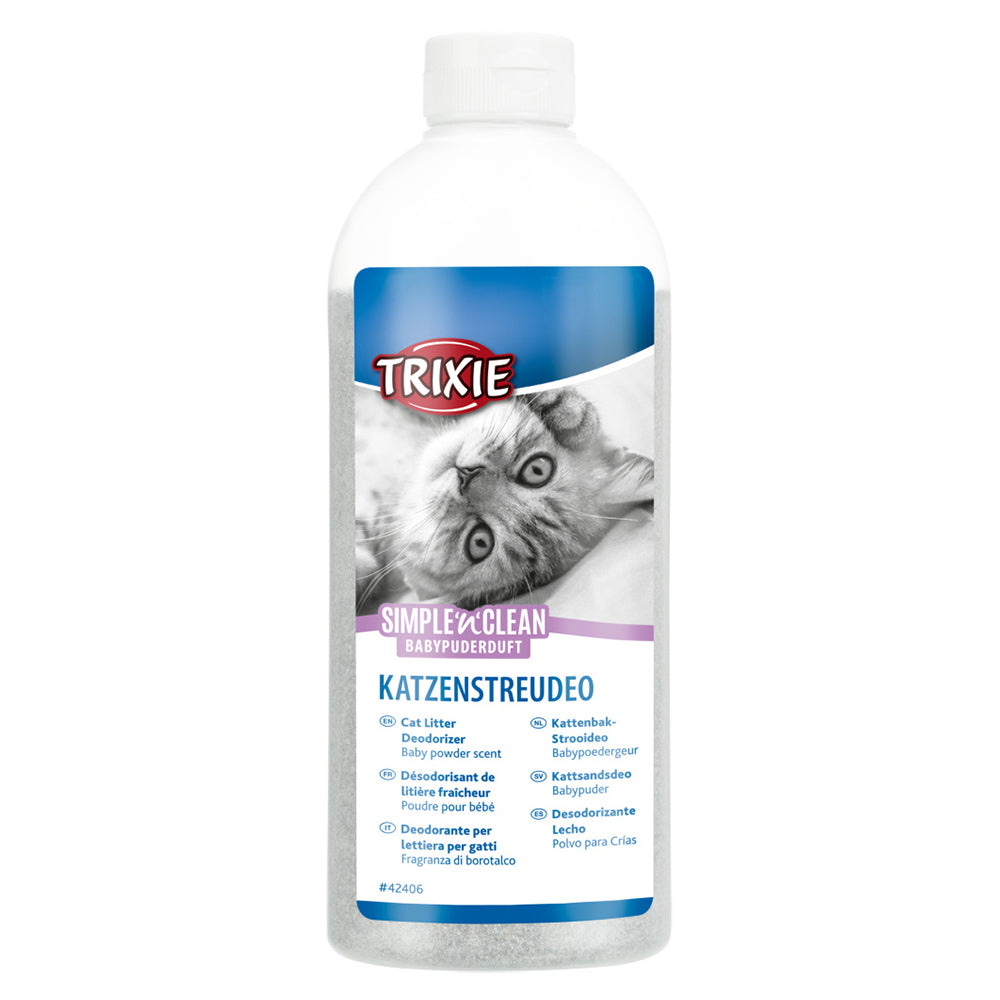 Trixie Simple'n'Clean Cat Litter Deodorizer Baby Powder 750g, eliminates odors, non-toxic, freshens air – Keans Claremorris
