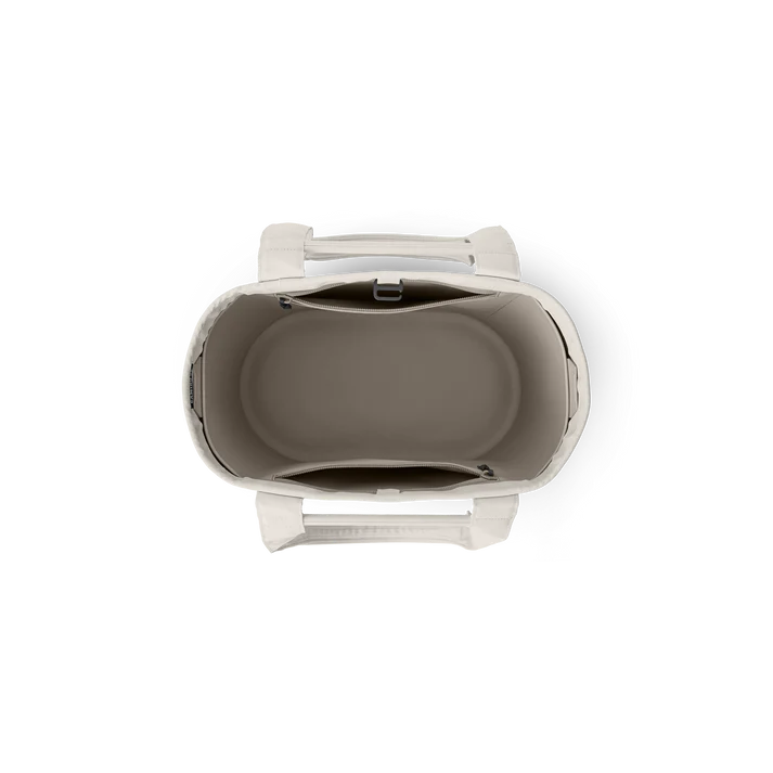 Top-down view of the empty YETI Camino Carryall 35 2.0 tote bag in Cape Taupe showing its spacious interior and handles.