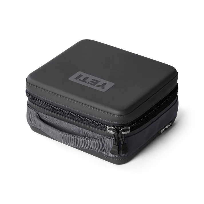 Charcoal Yeti Eu Daytrip insulated lunch box with zipper and handle, closed view from an angle