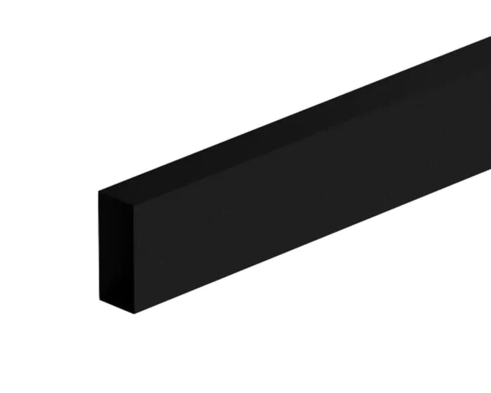 Black steel Smart Fence Single Plinth with a smooth PVC finish, shown at an angled close-up view.
