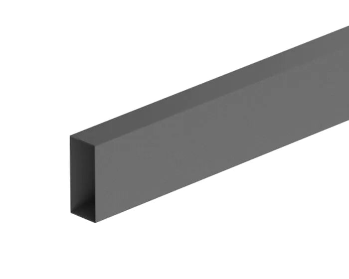 Smart Fence Single Plinth Merlin in dark grey steel with PVC coating, shown at an angle on white background.
