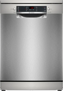Bosch SMS26AI08G 60cm freestanding dishwasher, brushed steel anti-fingerprint, 12 place settings, quiet 46dB, at Keans