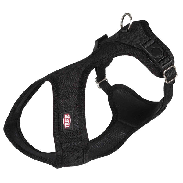Soft Harness S-M 35-60cm Black with breathable mesh, soft padding, adjustable belly strap – Keans Claremorris