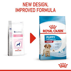 Royal Canin Medium Puppy Junior Dry Dog Food 15kg bag available at Keans Claremorris