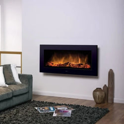 Dimplex Optiflame SP16E wall-mounted electric fire with glowing log effect, remote control, 2000W heater – Keans Claremorris.