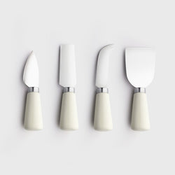 4 Piece Ceramic Cheese Set - Cream & Magnetic Black