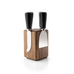 4 Piece Ceramic Cheese Set - Black & Magnetic Black