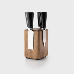 4 Piece Ceramic Cheese Set - Black & Magnetic Black