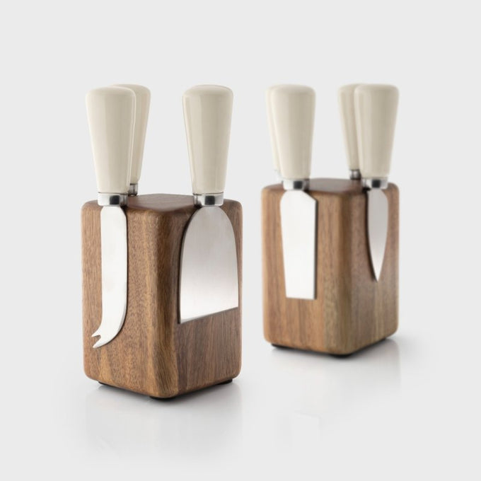 4 Piece Ceramic Cheese Set - Cream & Magnetic Black - Image 5