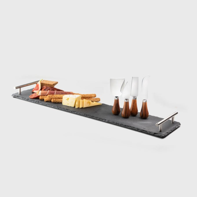 Four Acacia Cheese Knives & Slate Charcuterie Board - Image 2