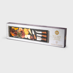 Four Acacia Cheese Knives & Slate Charcuterie Board