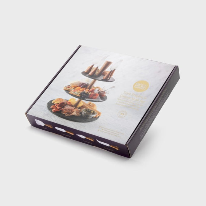 Slate Étagère & 4 Piece Acacia Cheese Knife Set - Image 2