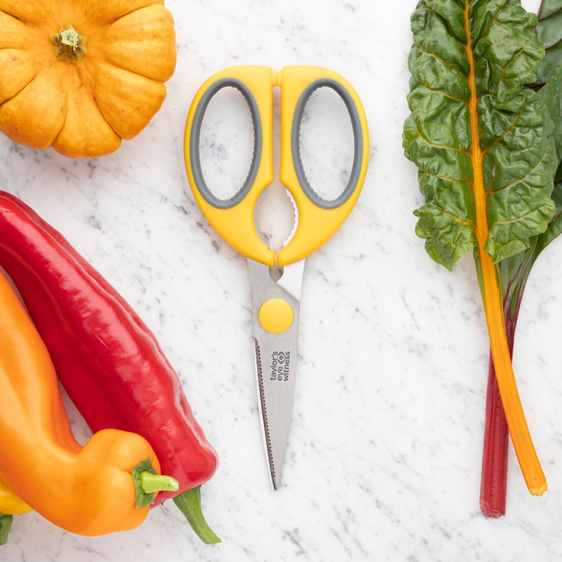 Soft Grip Kitchen Scissors 8.5" with soft touch handles, stainless steel blades, dishwasher safe – Keans Claremorris