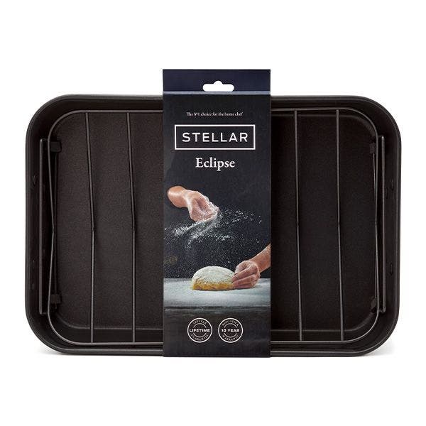 Stellar Eclipse 40x28x8cm roasting pan with rack, durable non-stick surface, perfect for oven roasting – Keans Claremorris