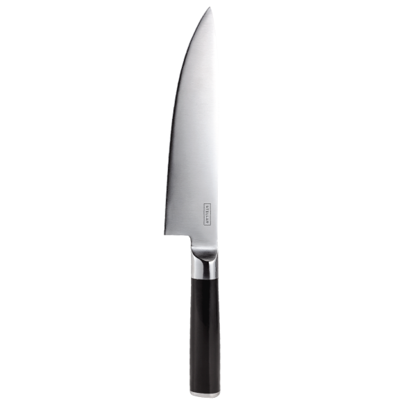 Stellar Poise 21cm cooks knife with sharp stainless steel blade, black handle, balanced grip, dishwasher safe – Keans