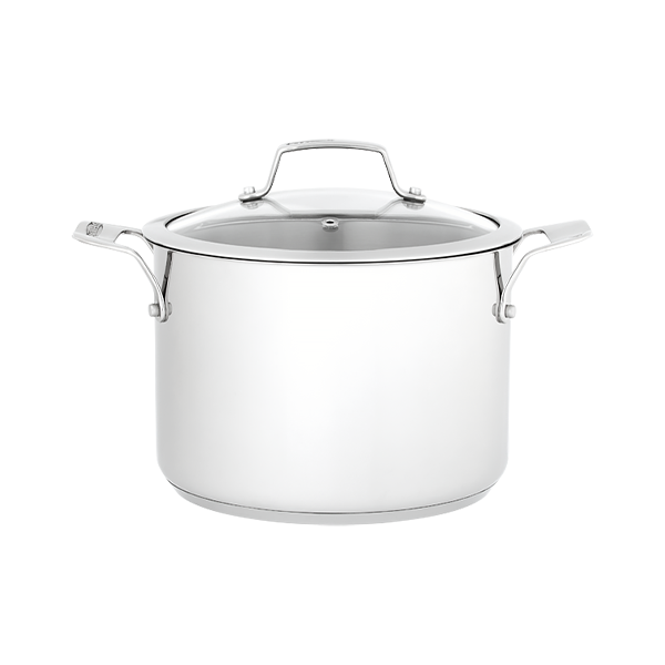 Stainless steel Stellar 22cm stockpot 5L with glass lid, even heat base, cast handles, oven safe, from Keans Claremorris.
