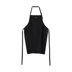 Black 88cm cotton apron with adjustable neck strap and pockets, durable and machine washable – Stellar Textiles at Keans
