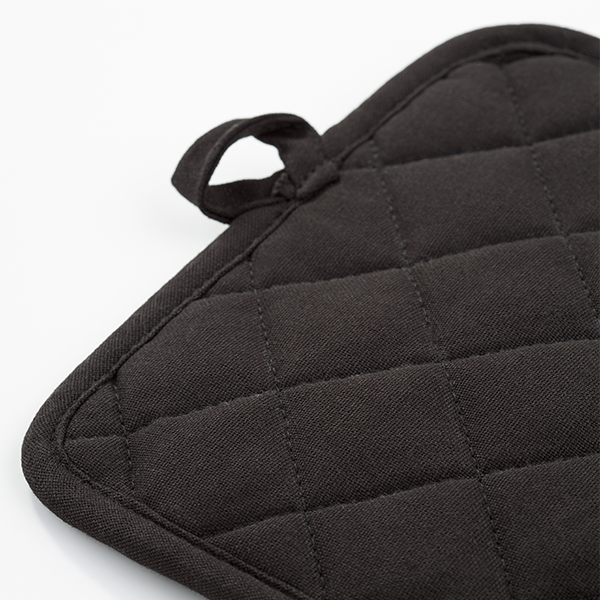 Black Stellar Textiles pot holder, heat-resistant kitchen accessory, available at Keans Claremorris.