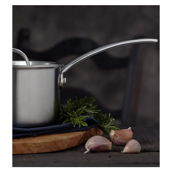 Stellar Eclipse 16cm 1.25L tri-ply saucepan with stainless steel lid, induction compatible, dishwasher safe – Keans