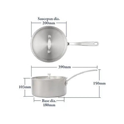 Stellar Eclipse 3 Piece Saucepan Set with lids, durable cookware by Keans Claremorris for versatile kitchen use