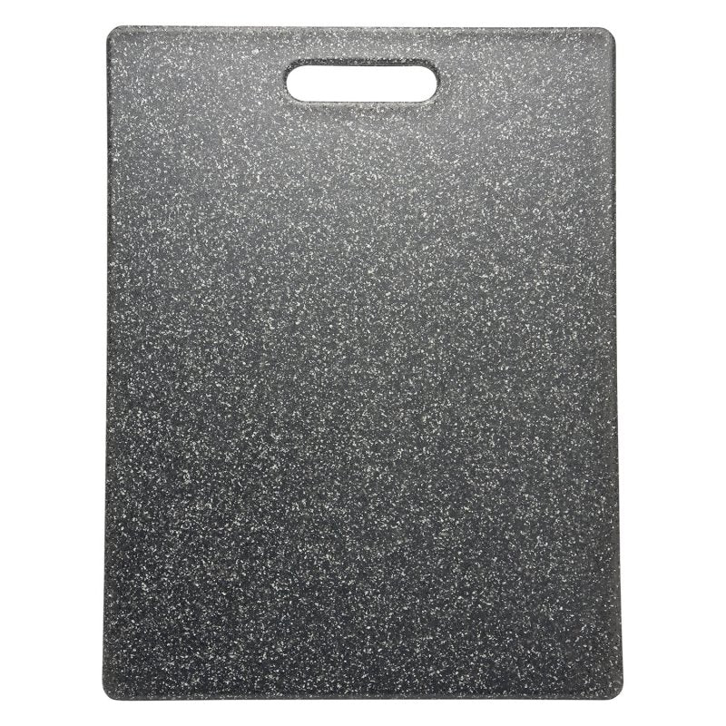 Large rectangular granite effect cutting board with speckled grey surface and built-in handle slot.
