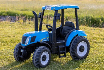 New Holland T7 24V Electric Ride On Tractor Blue with Leather Seat, EVA Wheels, Remote Control – Keans Claremorris