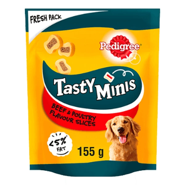 Pedigree Tasty Minis Beef & Poultry 155g dog treats, low fat, Omega 3, Vitamin E, no artificial colors – Keans Claremorris