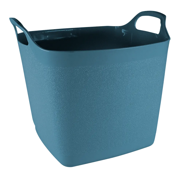 25L Square Flexi-Tub in Denim Blue, durable plastic, stackable with handles, versatile storage by Keans Claremorris.
