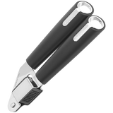 Judge Black Satin Tools Garlic Press with stay-cool handles, stainless steel, hanging loops, dishwasher safe – Keans