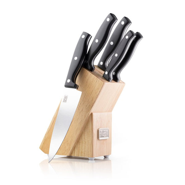 Black Rubberwood 5 Piece Knife Set