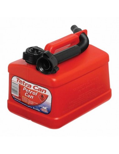 Red 5 litre plastic petrol can with nozzle - fuel container by Keans Claremorris