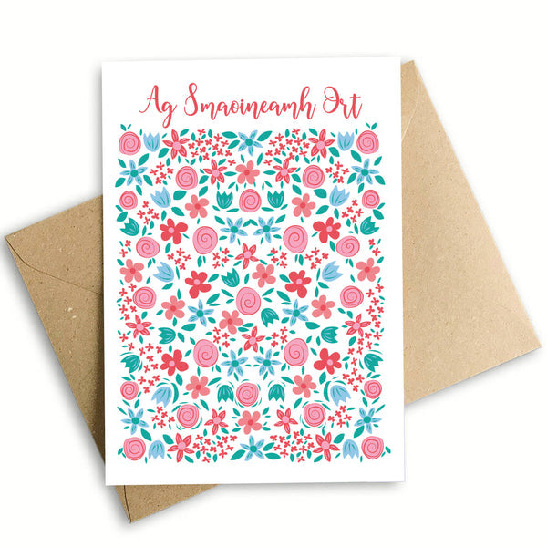 Thinking Of You card with envelope made from 100% recycled waste, 350gsm silk card, A6 size – Keans Claremorris