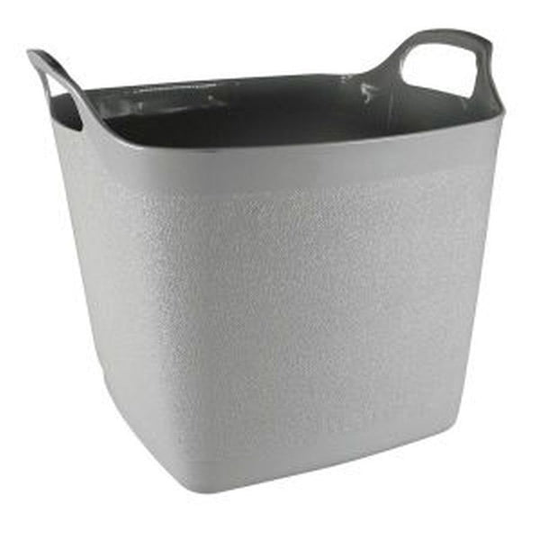 Flexitub 40L square soft grey plastic tub with twin handles, durable, stackable storage by Keans Claremorris