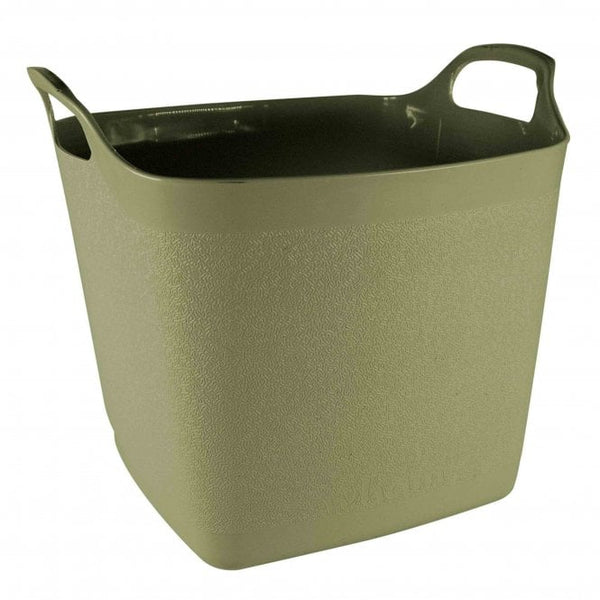 15L Square Flexi-Tub in sage green, durable plastic, easy-grip handles, stackable, versatile for home and garden – Keans