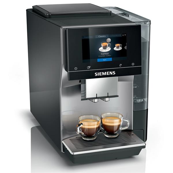 SIEMENS EQ700 Morning Haze coffee machine with full-touch iSelect display, smart app control, grinder, and milk frother –