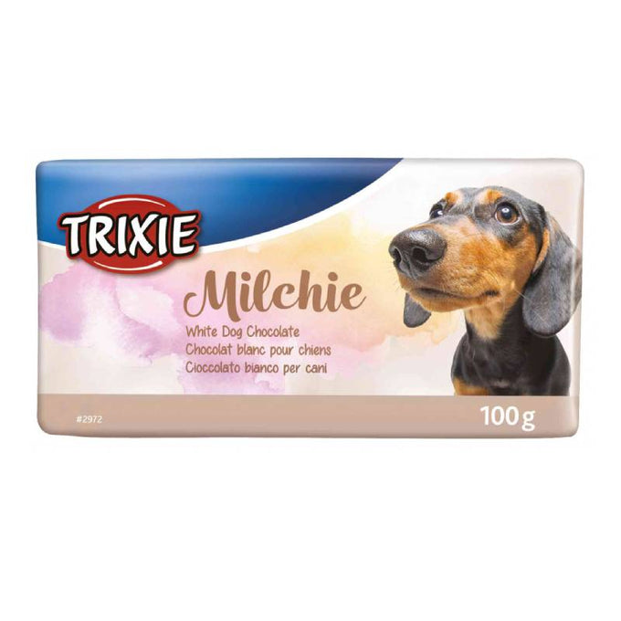 Milchie Dog White Chocolate 100g bar - creamy white chocolate treat, available at Keans Claremorris