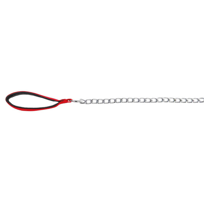 Red 1m Chrome Chain Leash with Padded Nylon Loop, 4mm Stitched - Durable Dog Leash | Keans Claremorris